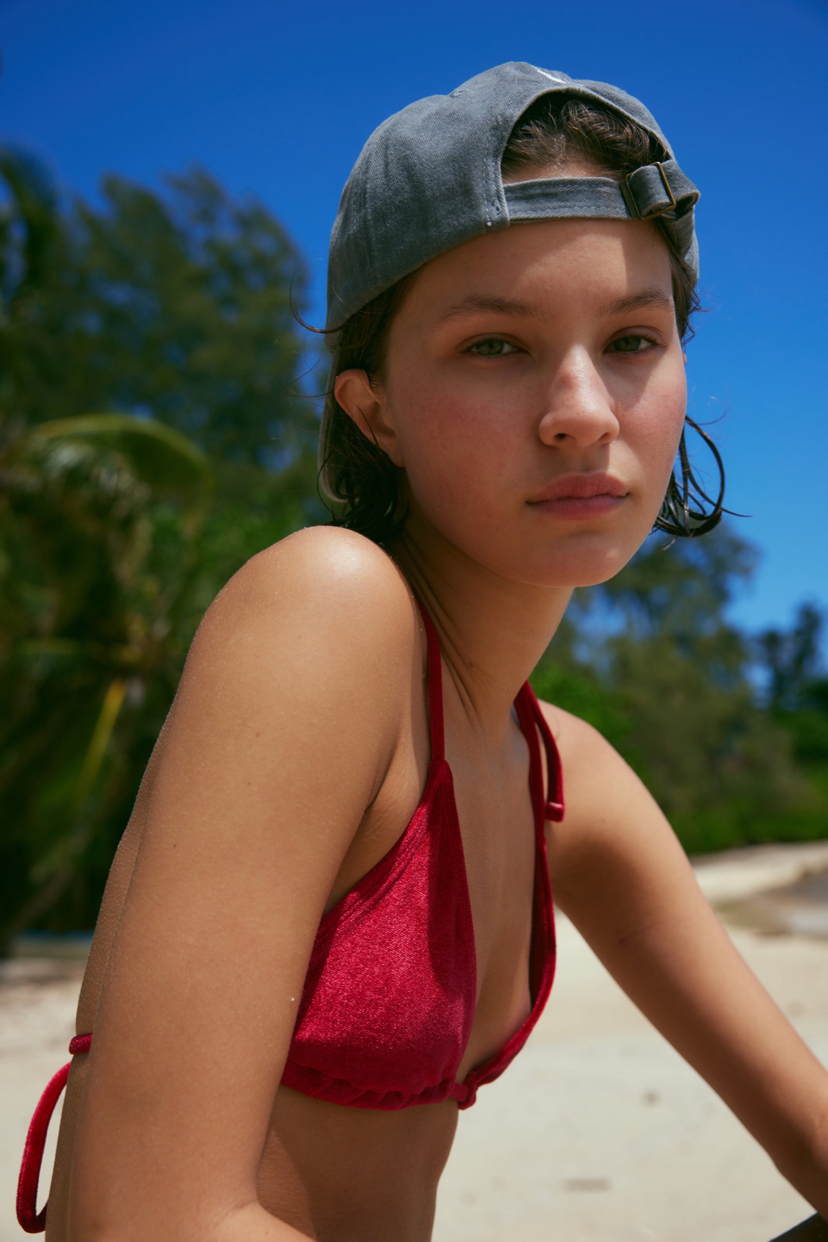Tried & True Kini Top in Goji, detail view